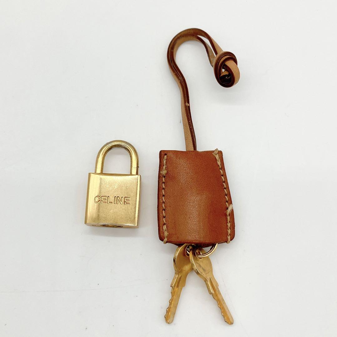 CELINE】ボストンバッグ 旅行鞄 マカダム柄 ゴールド金具 ダークブラウン