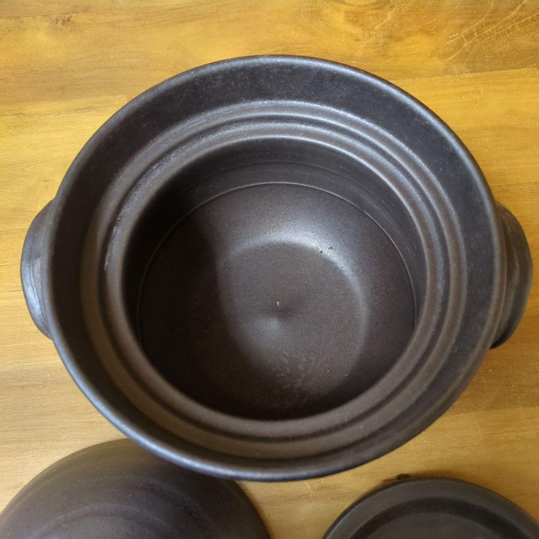 保管品◆大黒鍋　華月　四日市萬古焼　2合　土鍋　ご飯　黒