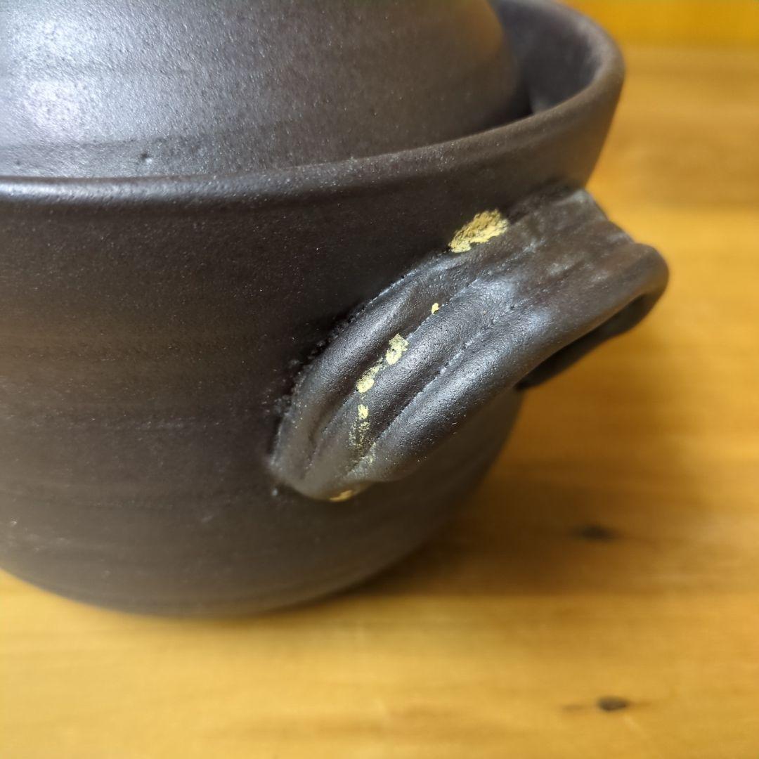保管品◆大黒鍋　華月　四日市萬古焼　2合　土鍋　ご飯　黒