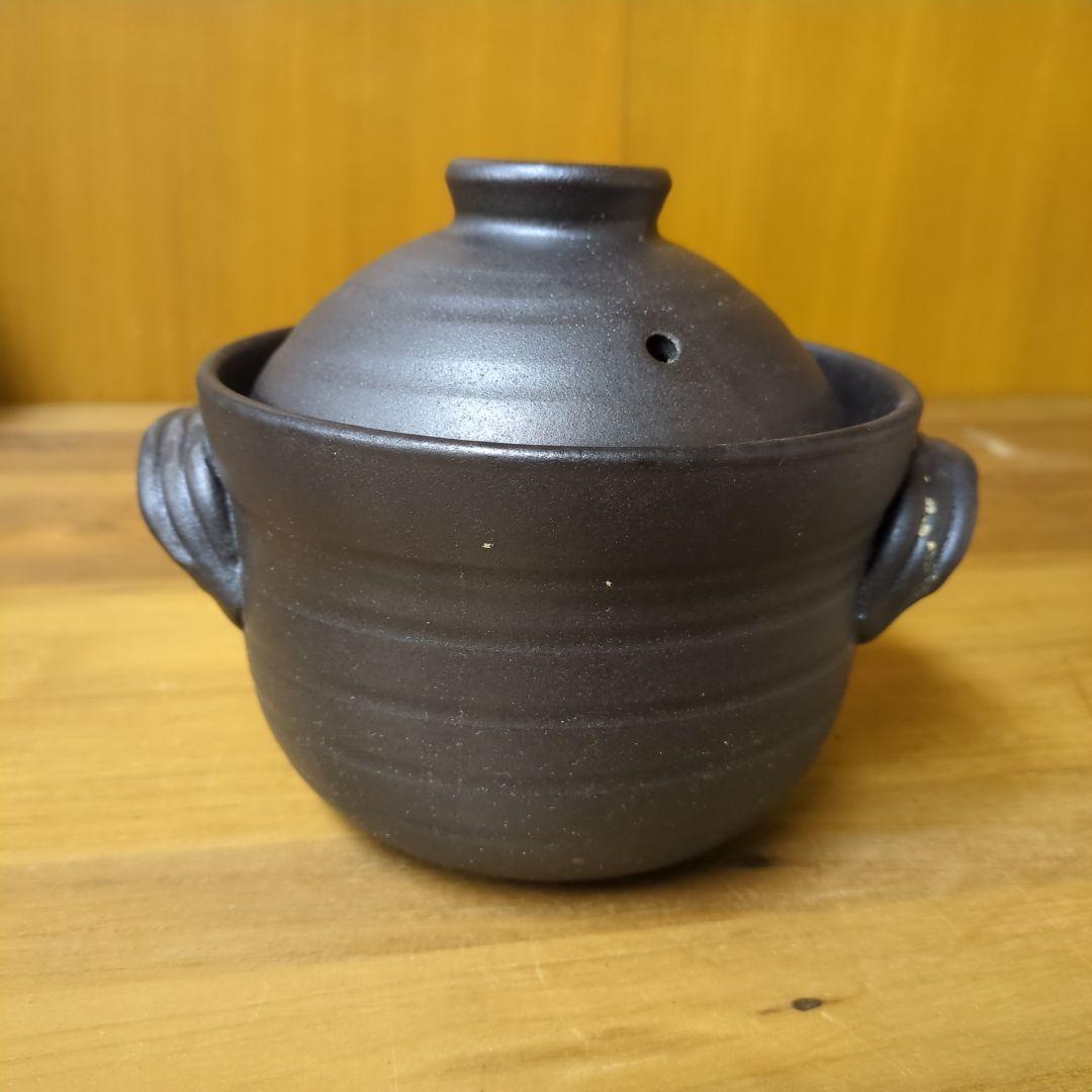 保管品◆大黒鍋　華月　四日市萬古焼　2合　土鍋　ご飯　黒