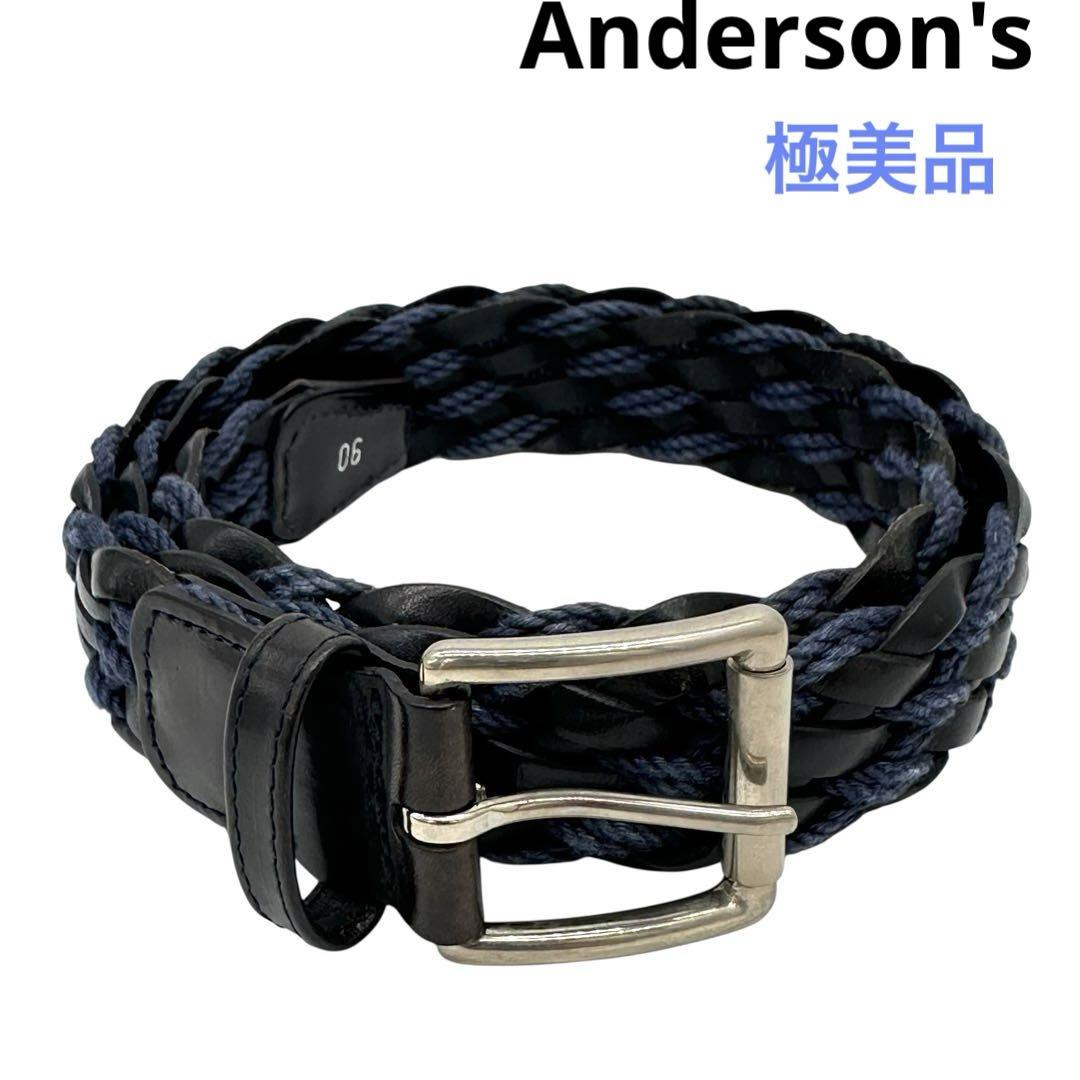 〈極美品〉Anderson's アンダーソンズ メッシュ ベル 黒 ネイビー