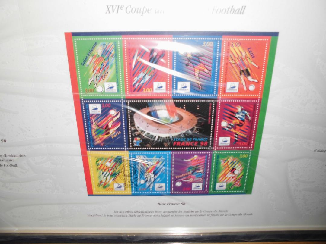 1998年 サッカー フランスW杯 額装入り切手セット