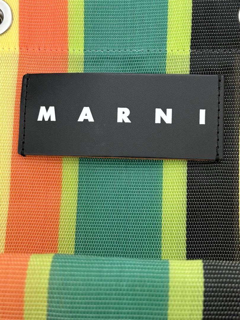 MARNI フラワーカフェ　ストライプトートバッグ　イエロー