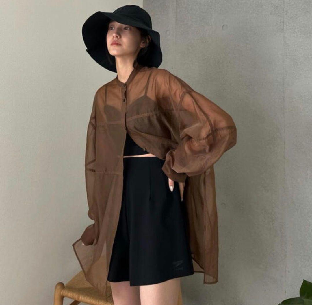 CLANE - シースルーシャツ - SWITCH SHEER SHIRT - BROWN