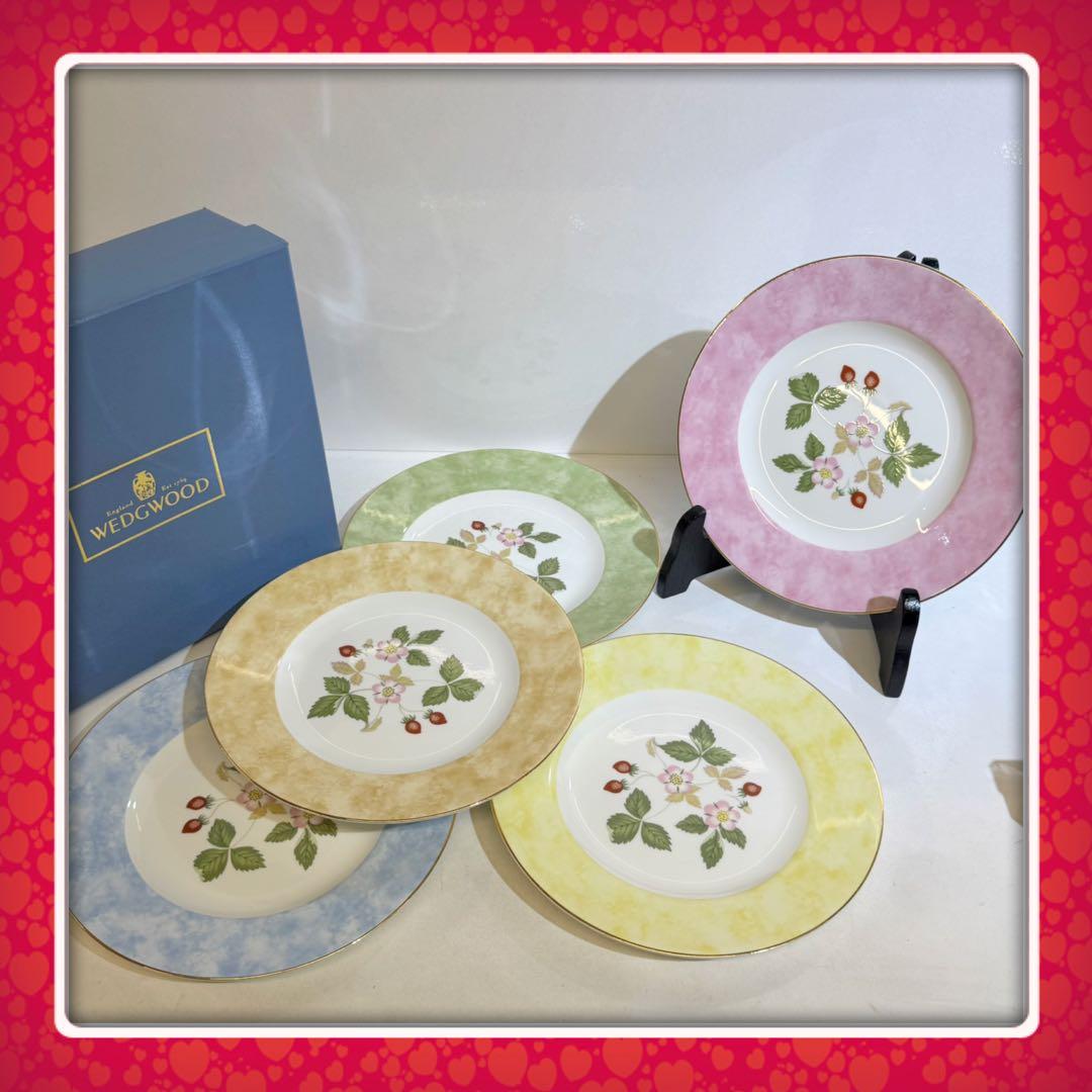 ウェッジウッド ワイルドストロベリー フルリムプレート５色セットWEDGWOOD