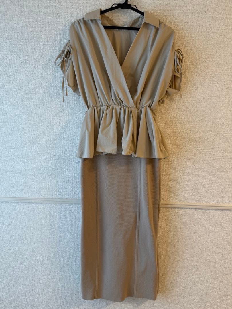 FRAY I.D 半袖ロングワンピース　ベージュ