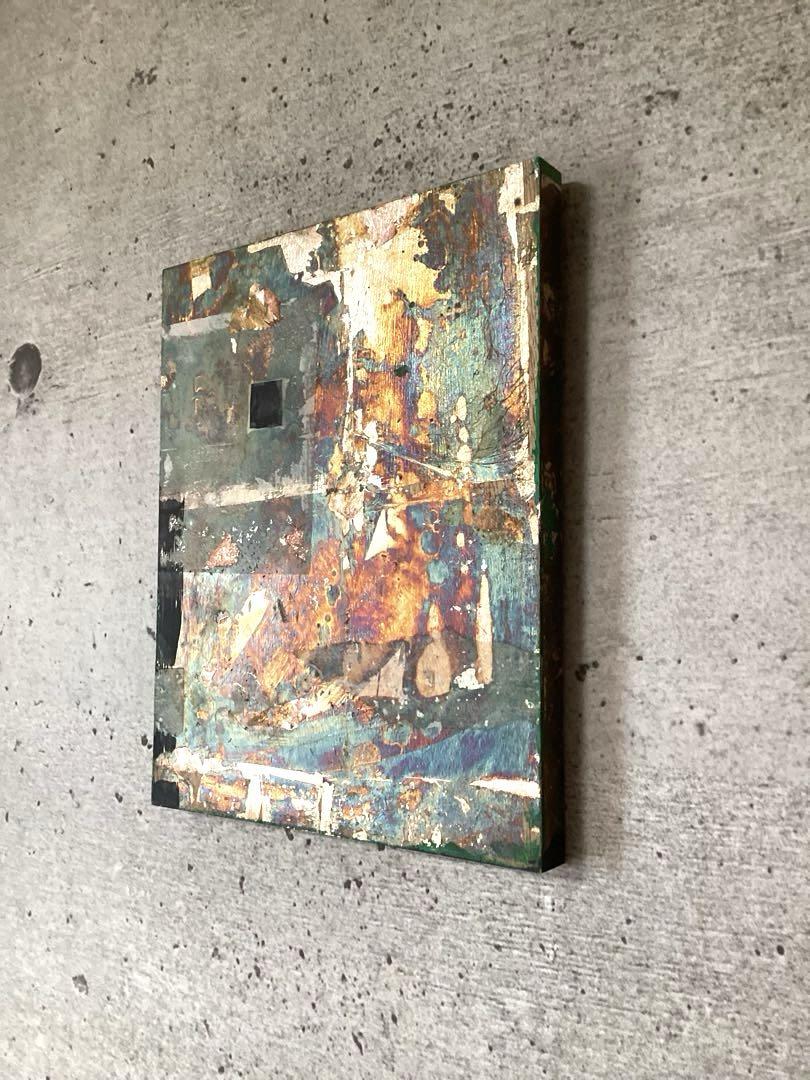 絵画　ART アート　銀箔　抽象画　手描き　ミクストメディア　腐蝕　現代アート 絵画 ART アート 銀箔 抽象画 手描き ミクストメディア 腐蝕