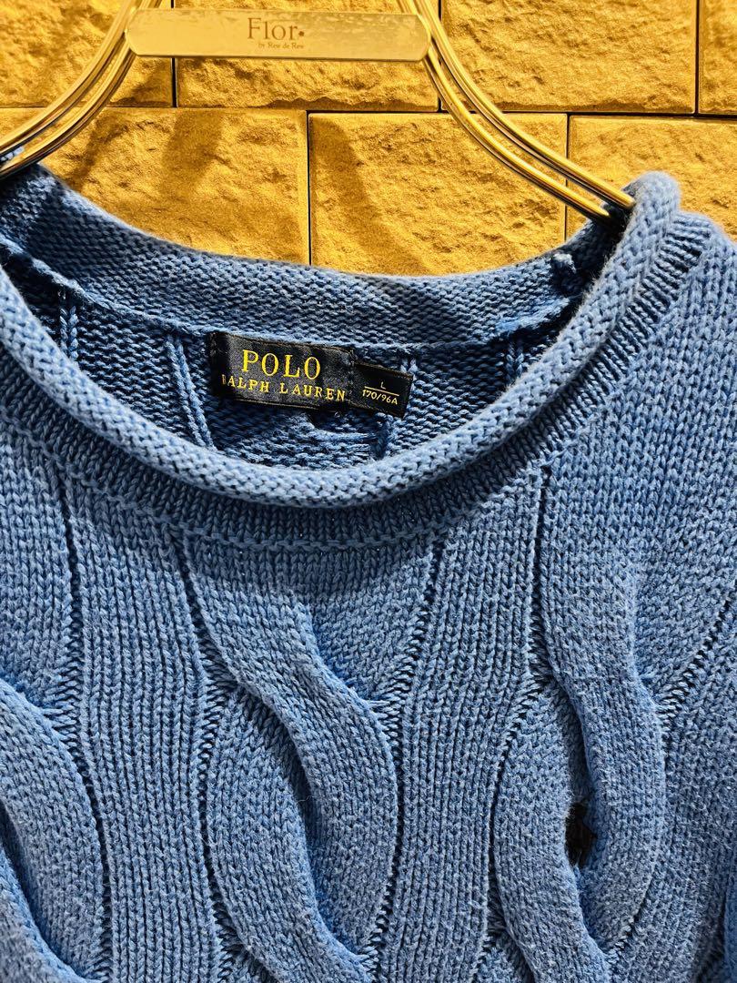 人気アイテム♡ラルフローレン　ワンポイント刺繍太ケーブルニット　ブルーネイビー 人気アイテム♡ラルフローレン ワンポイント刺繍太ケーブル