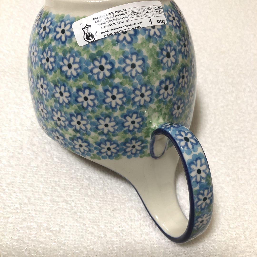 新品　ポーリッシュポタリー 持ち手付きボウル　ポーランド食器