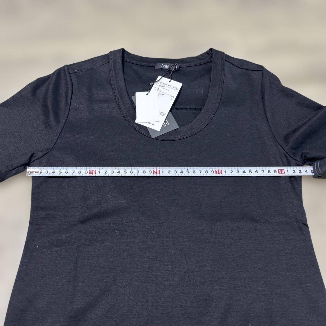 新品未使用　M-filエムフィル UネックTシャツ ブラック 40