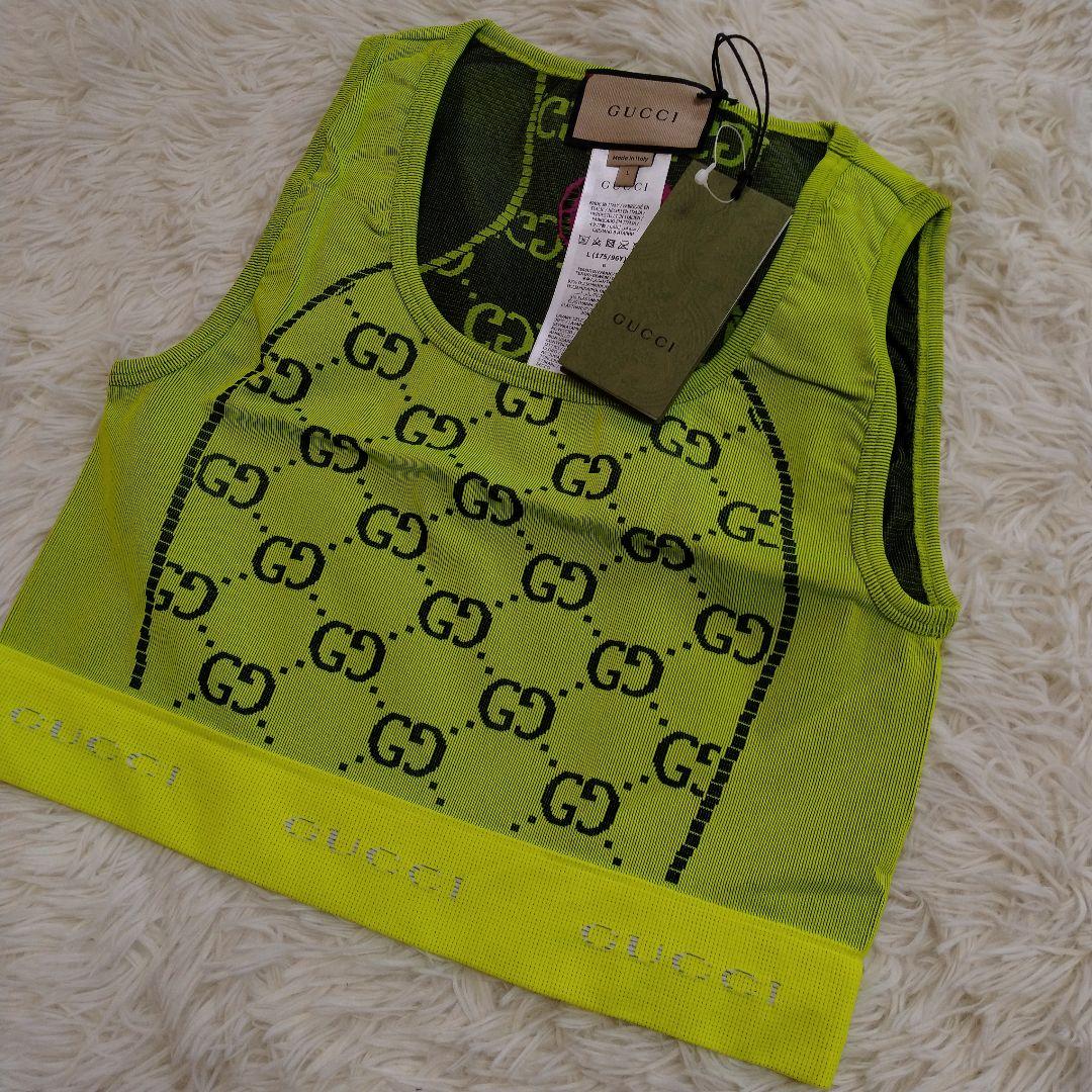タグ付き GUCCI ジャガードタンクトップ L イエロー 2 トップス