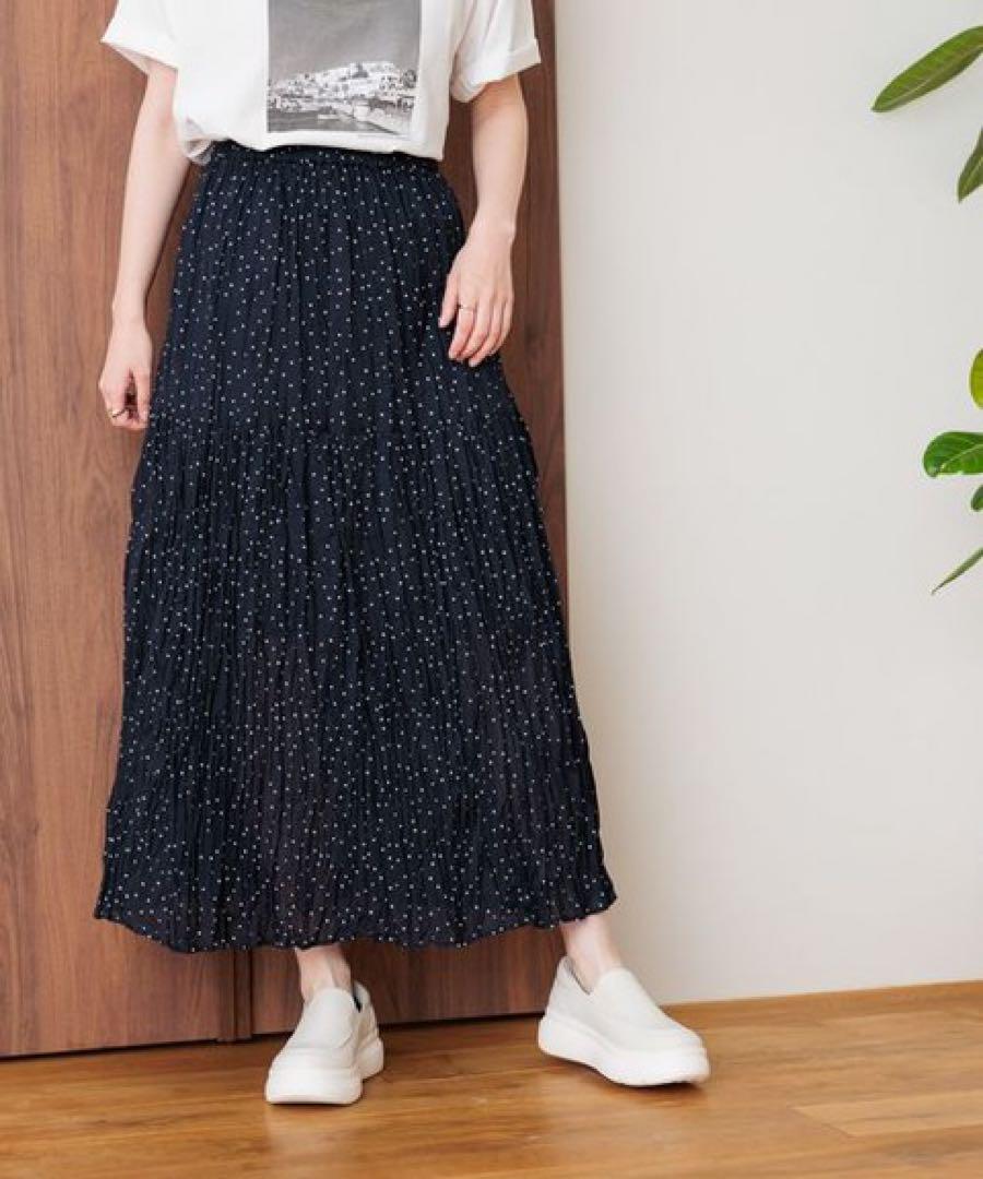 美品✨BEARDSLEY クリンクルドットスカート　コットン100% インド製 beardsley クリンクルドットスカート コットン100% インド製