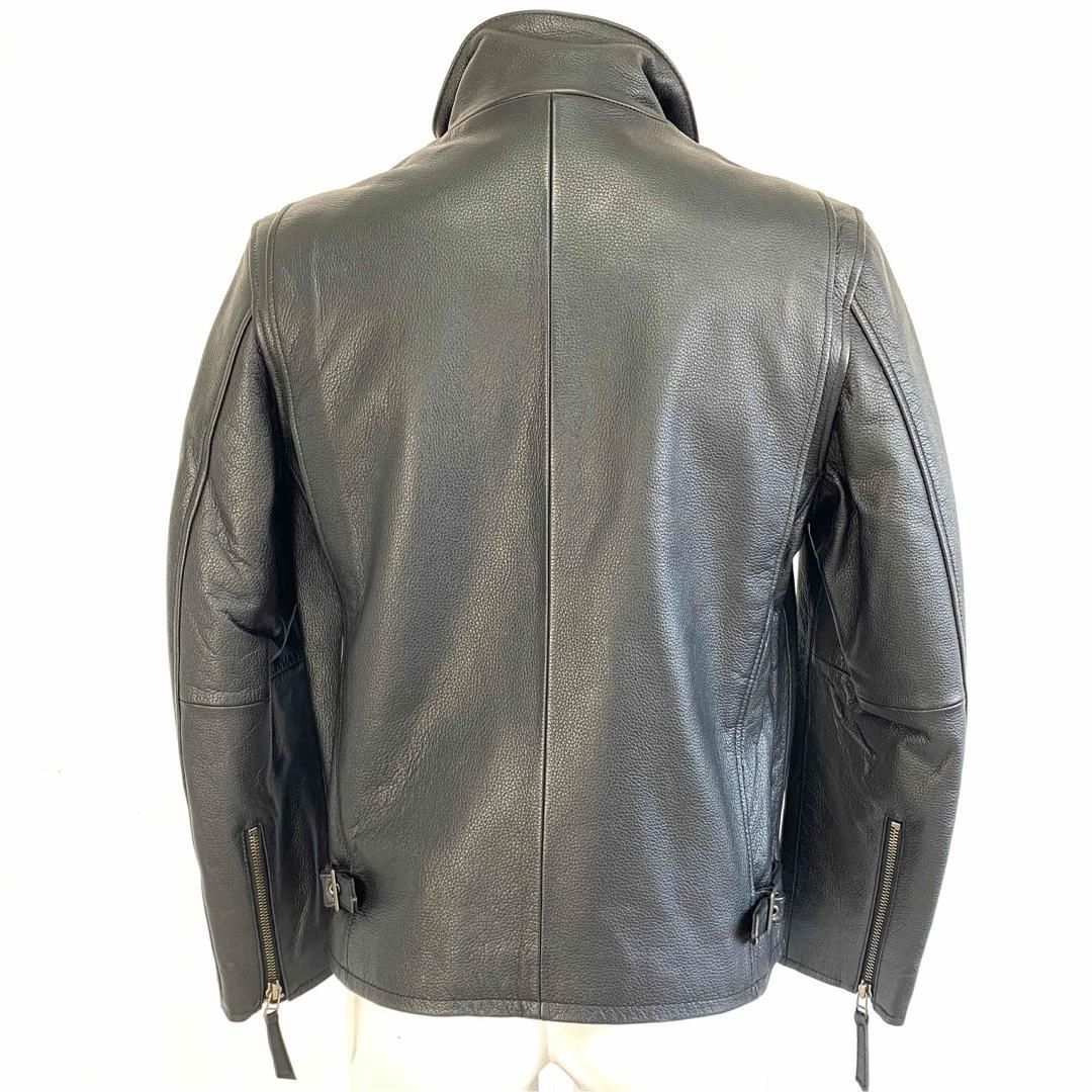 訳あり 新品 ブラック ライダース L レザージャケット 牛革 黒 メンズ 男性
