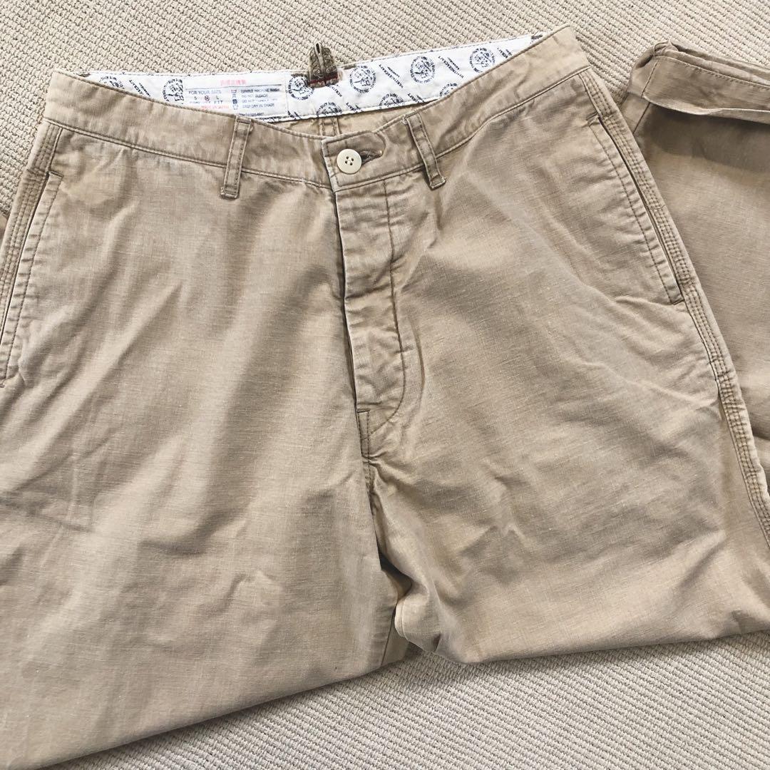 快晴堂謹製 ゆったりめ 洗いざらしのコットンパンツ ワイドパンツ ワークパンツ