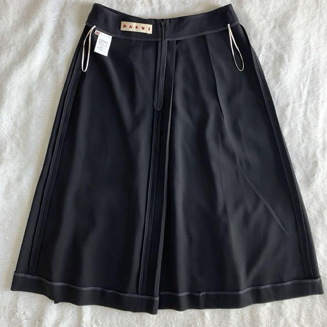 マルニMARNI アシンメトリータック ロングスカート 38 ブラック
