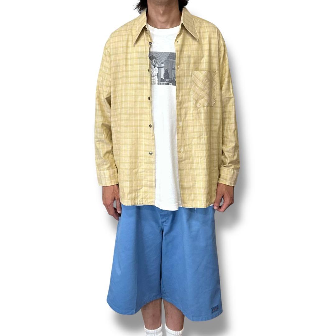 レア 70s vintage ボックスシルエット 長袖 チェックシャツ