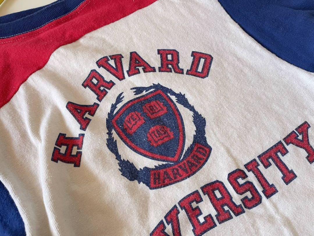 美品◎70s バータグ チャンピオン 切り替えHARVARDプリントTシャツ