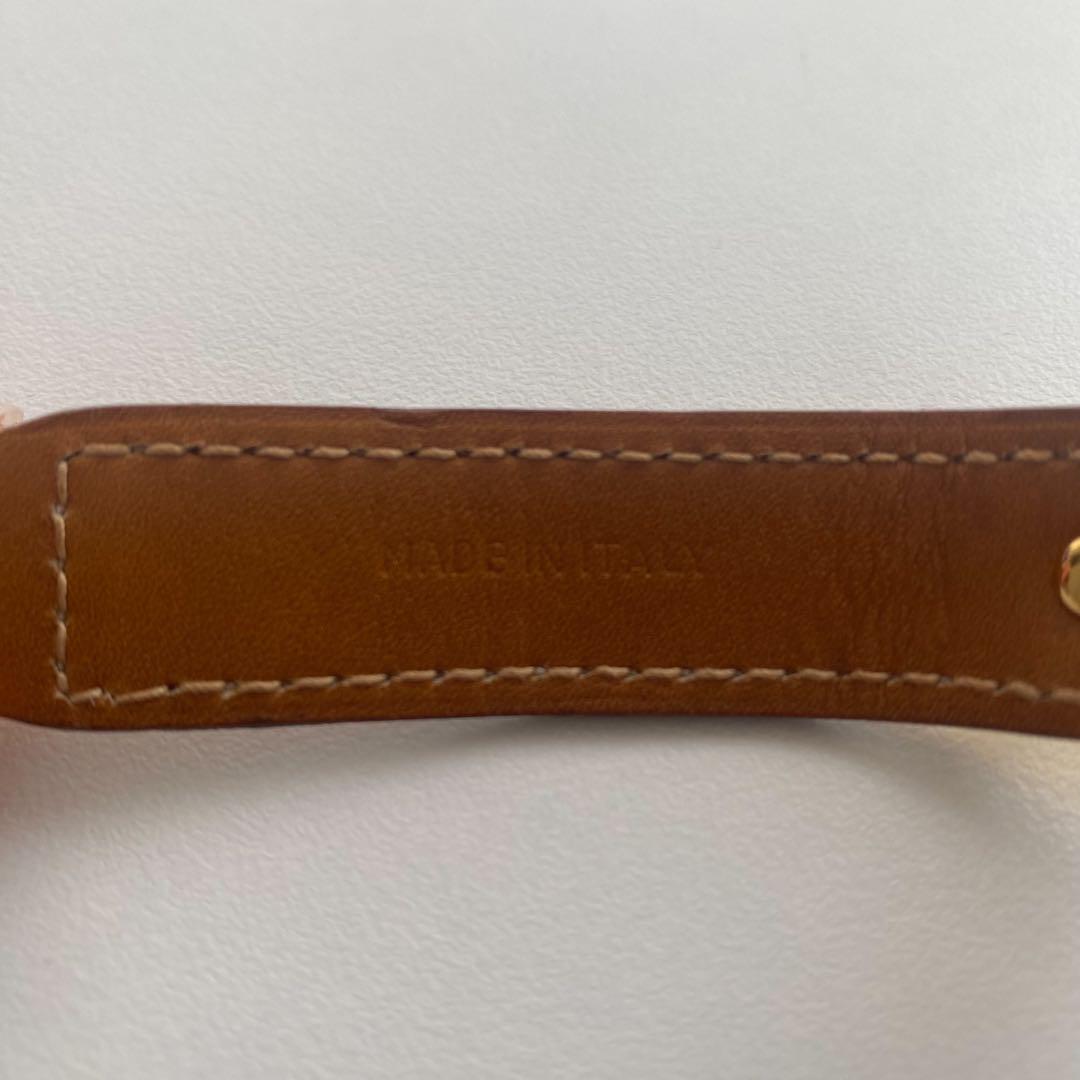 美品　CELINE 金具　レザーブレスレット　ブラウン　ゴールド　馬具　ロゴ
