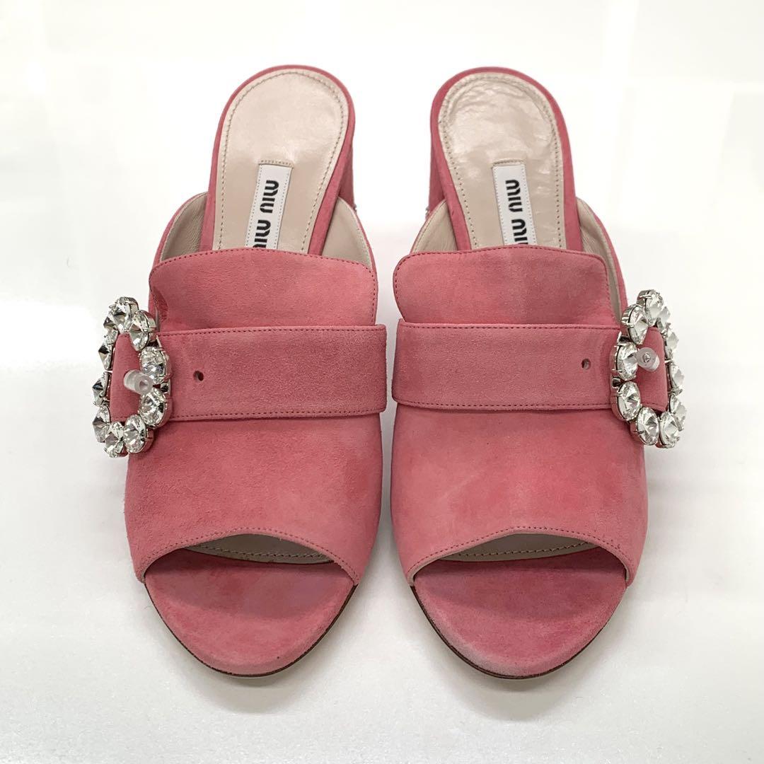 miu MIUMIU ミュウミュウ ビジュー サンダル サテン ベビー