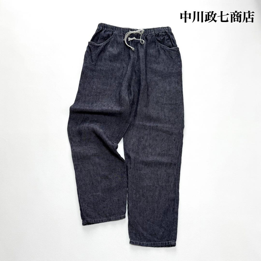 中川政七商店 デニム風イージーパンツ リネン100 ウエストゴム