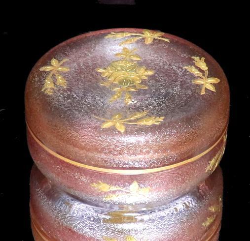 ボンボニエ⇉ オールド 蓋物 地模様 小物入れ ケース lI986-m57276251596 バカラ 1900年頃 盛り上げ金彩 □マリア