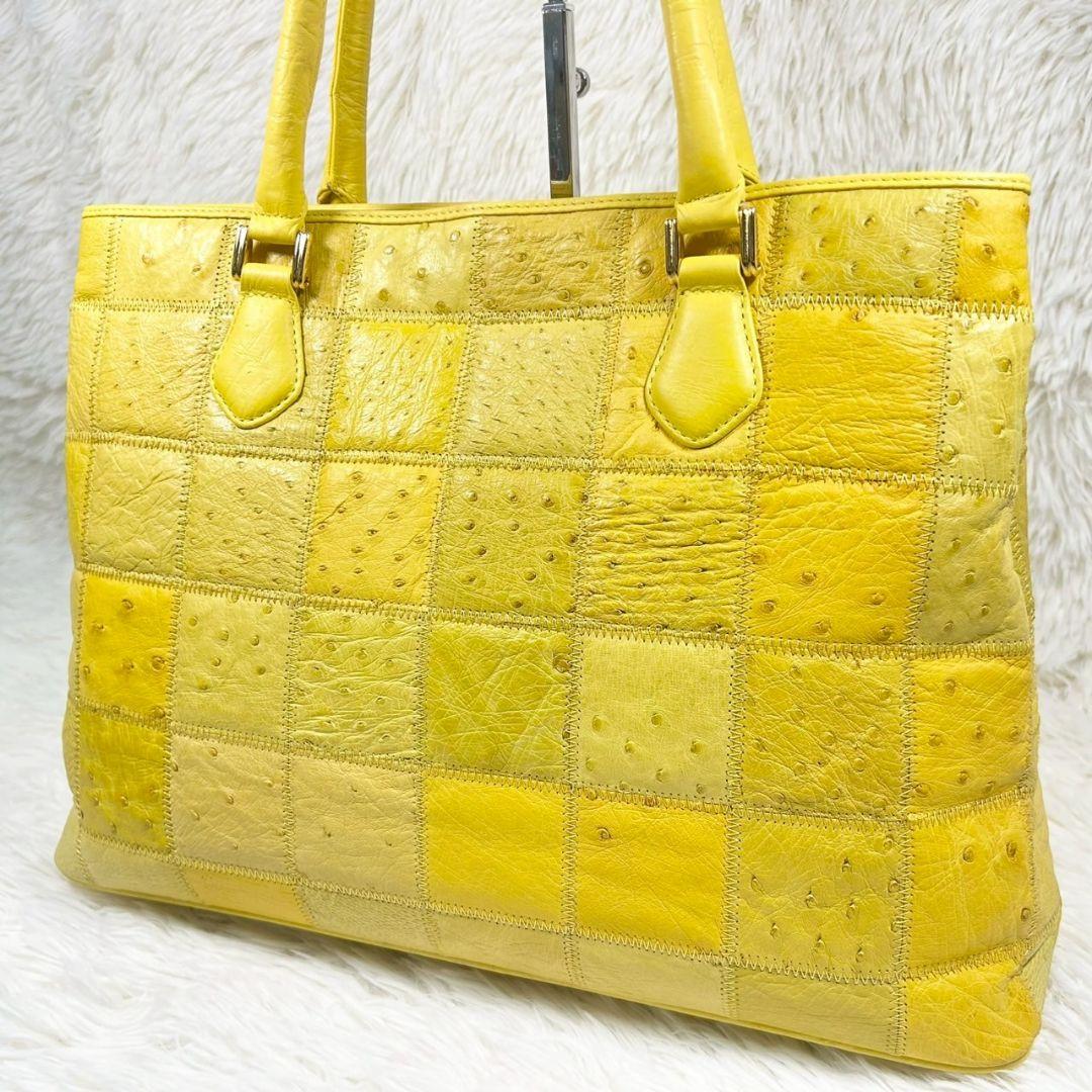 極美品✨MARRONE オーストリッチ パッチワーク 2室 トートバッグ レザー