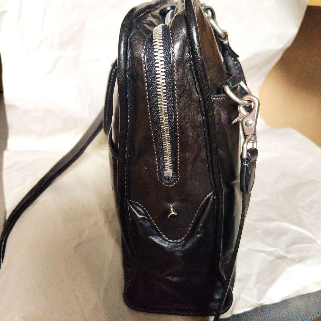 ソメス SOMES SUDDLE、 黒 レザー ビジネスバッグ ストラップ付き