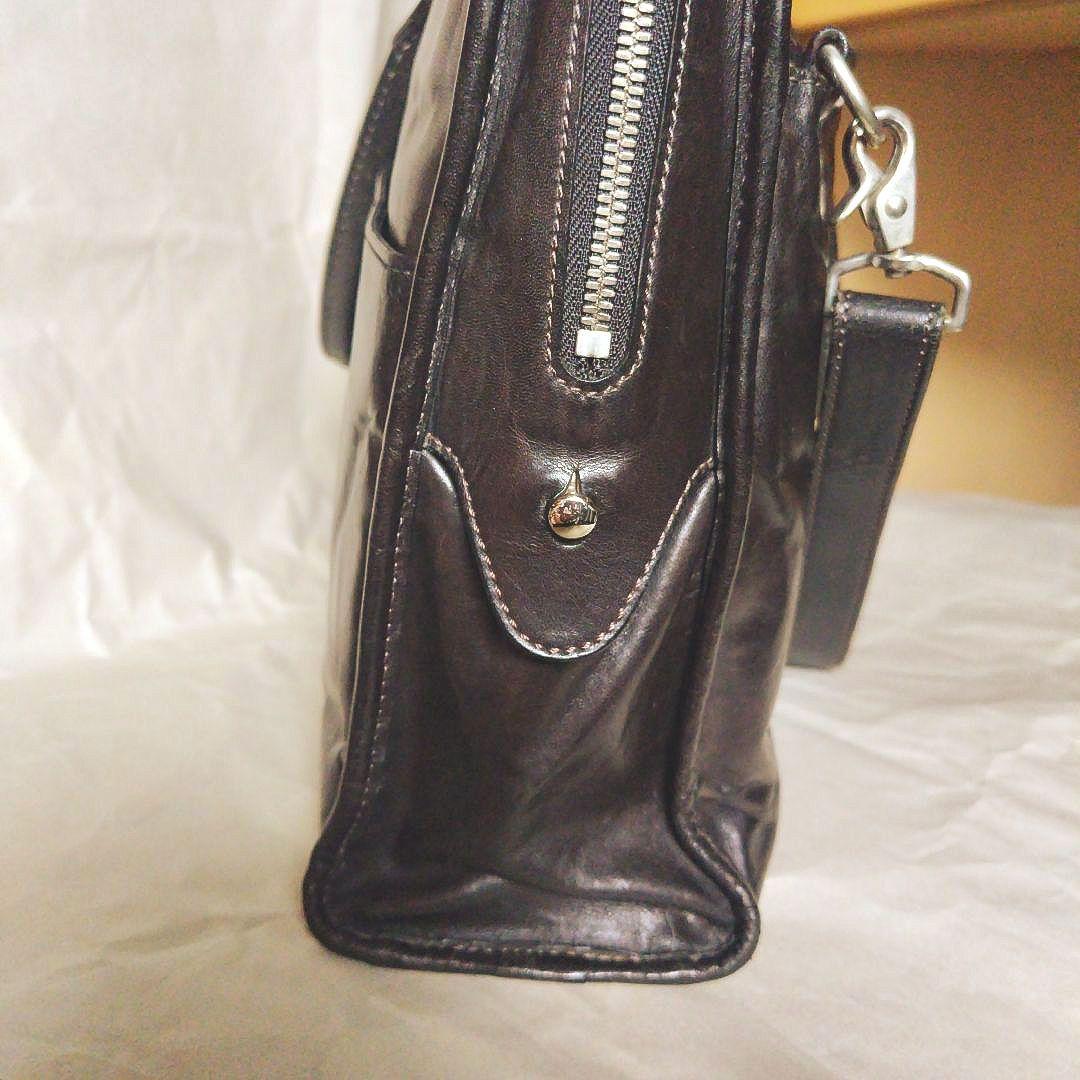 ソメス SOMES SUDDLE、 黒 レザー ビジネスバッグ ストラップ付き