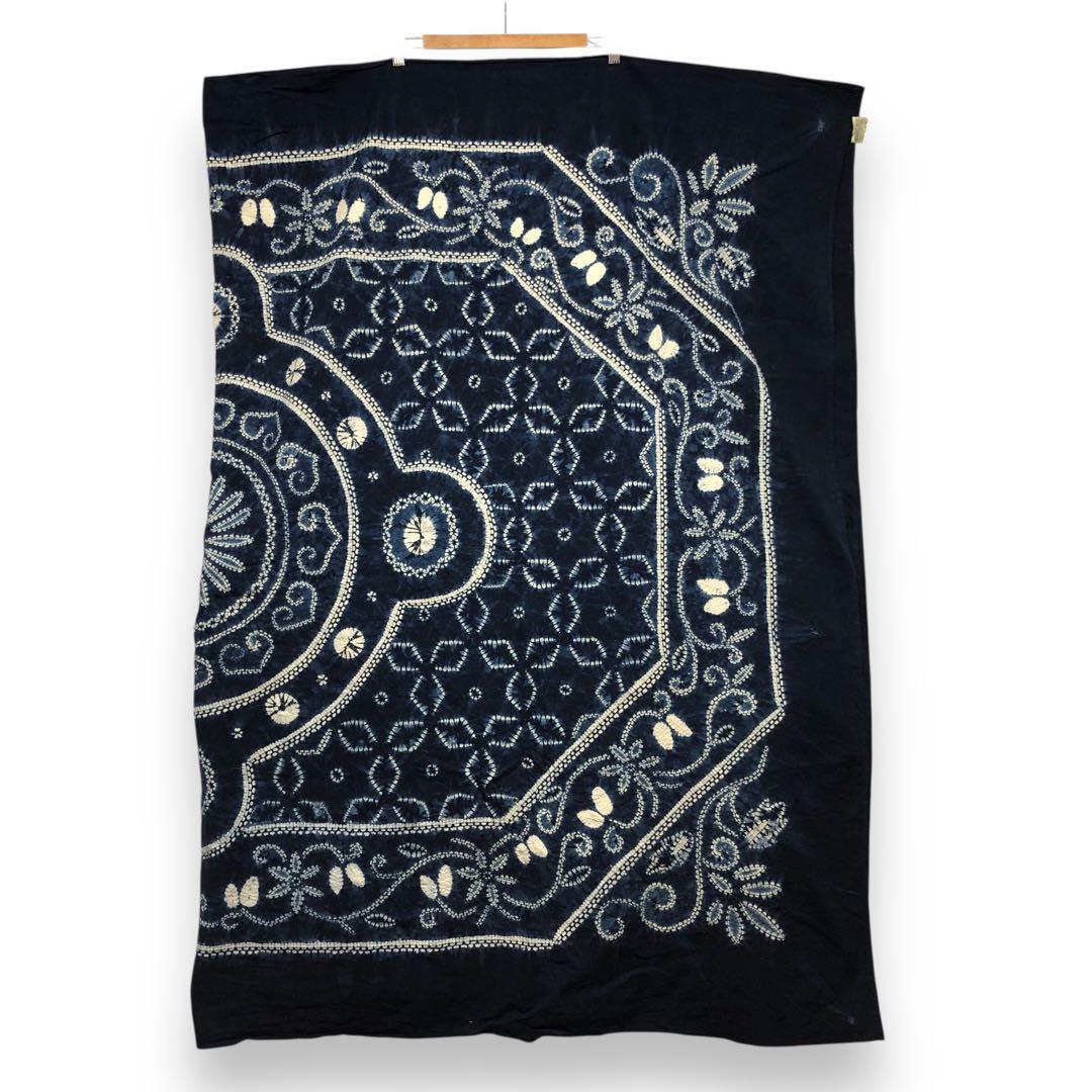 本草木染百選 藍思暮里 超大判 本藍染 手絞り テーブルクロス 本藍手