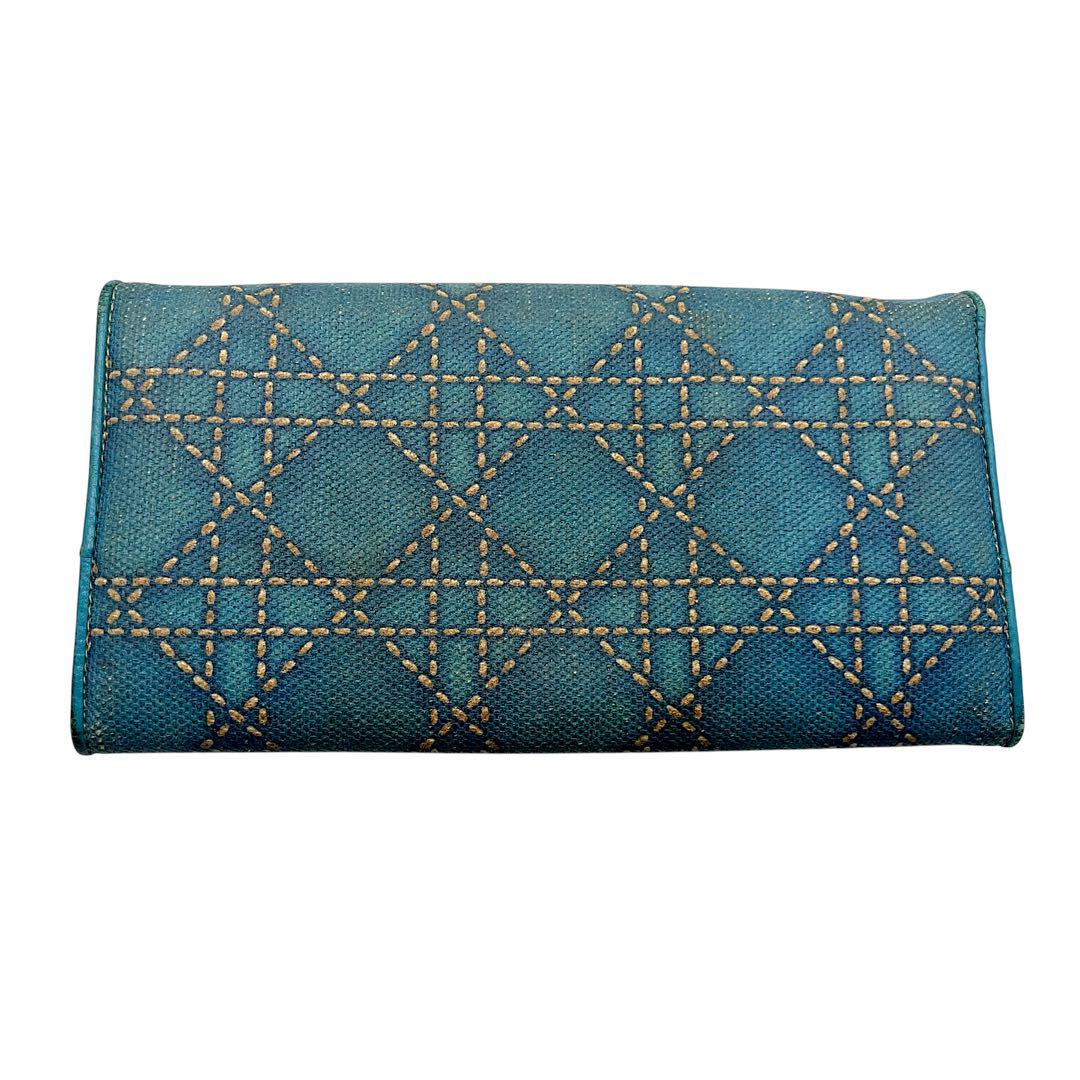 【微美品】DIOR ディオール　長財布　PVCレザー　ロゴ金具　ブルー　青
