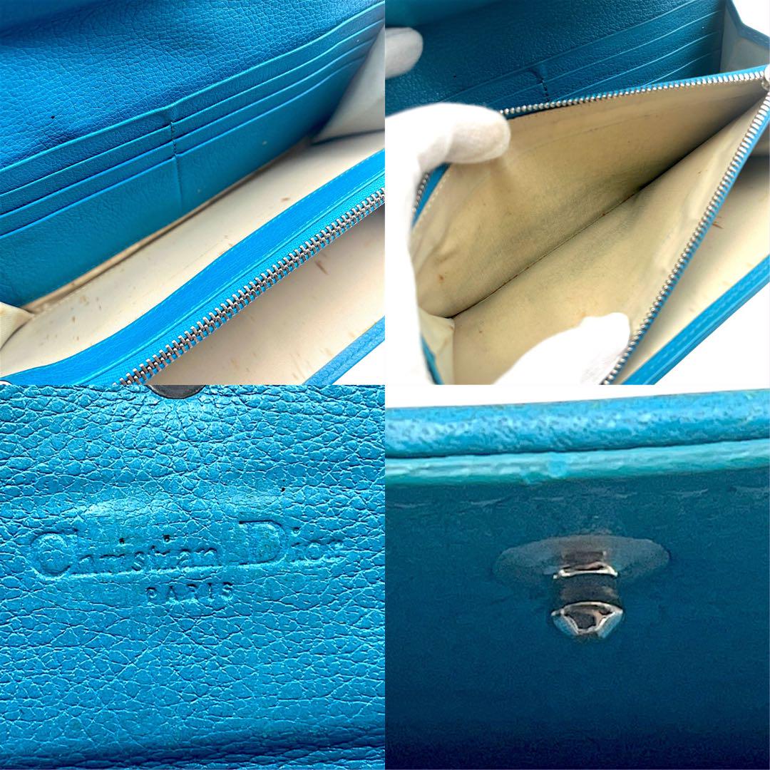 【微美品】DIOR ディオール　長財布　PVCレザー　ロゴ金具　ブルー　青