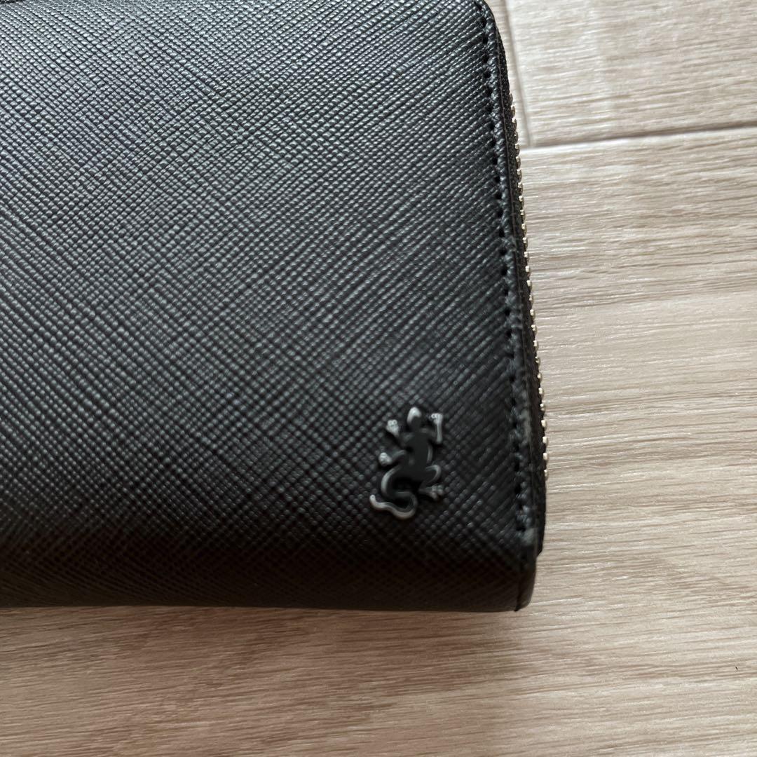 ☆極美品☆アニエスベー agnes b. ネイビー 長財布 トカゲ
