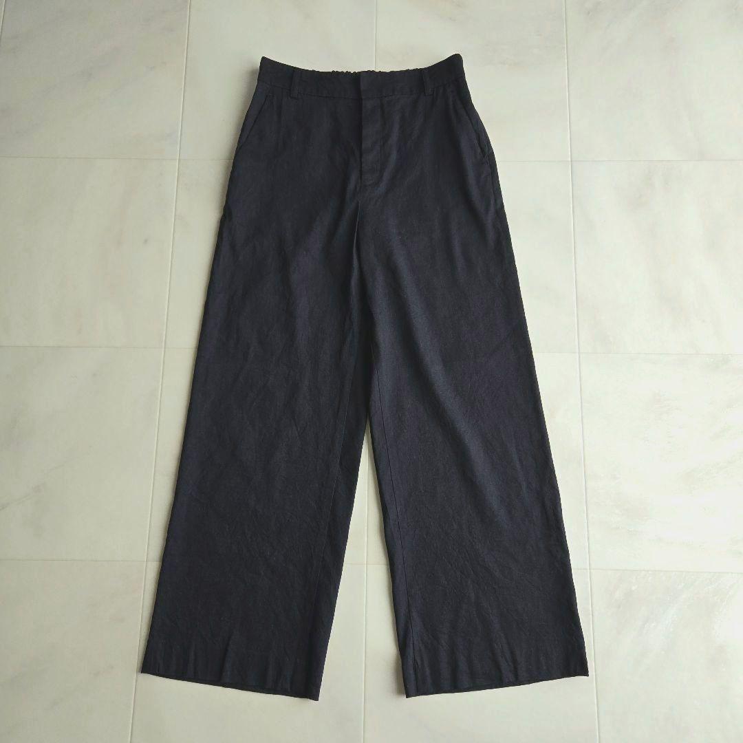 23区 小さいサイズ 洗える リネンレーヨン ストレッチ ワイド パンツ 34