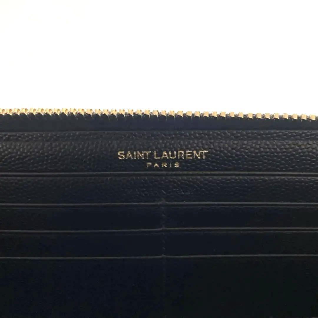 【極美品】イヴサンローラン ｜長財布 ラウンド キャビアスキン ブラック YSL