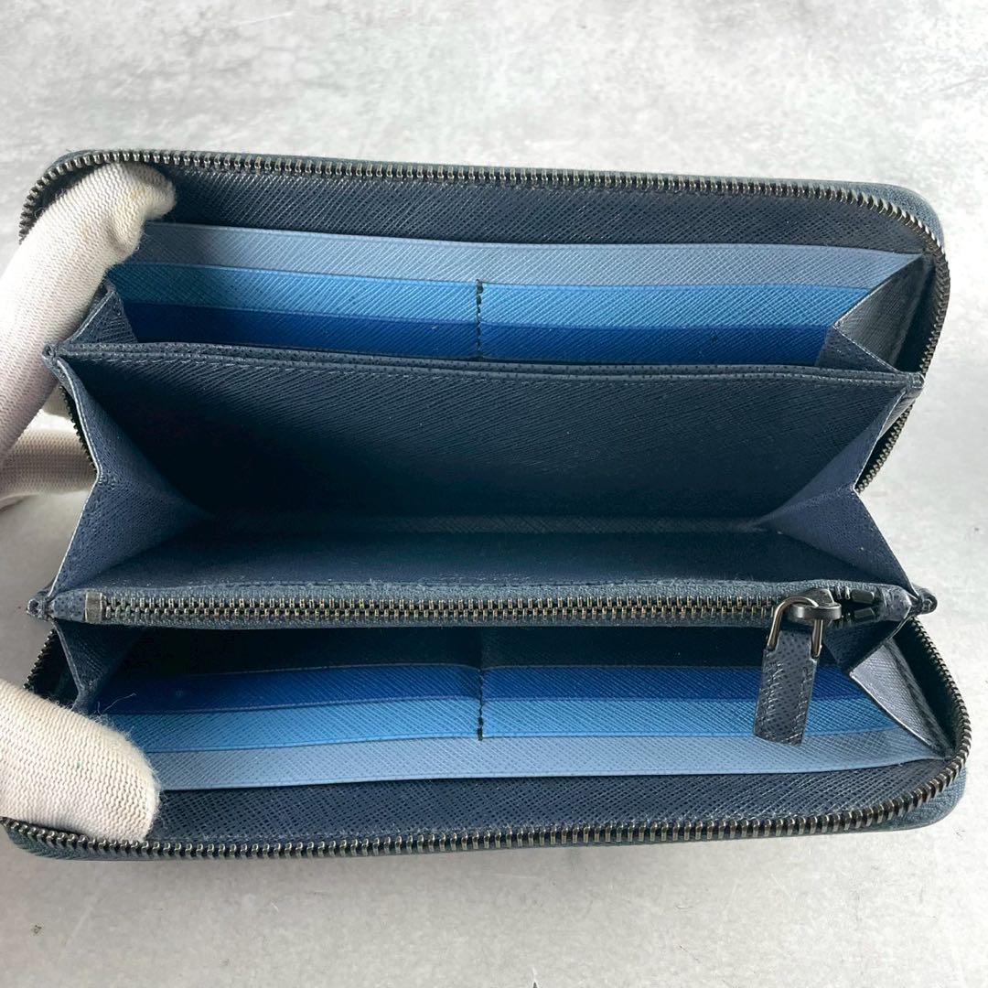 【極美品 付属品完備】PRADA 長財布 カラーロゴ バイカラー サフィアーノ