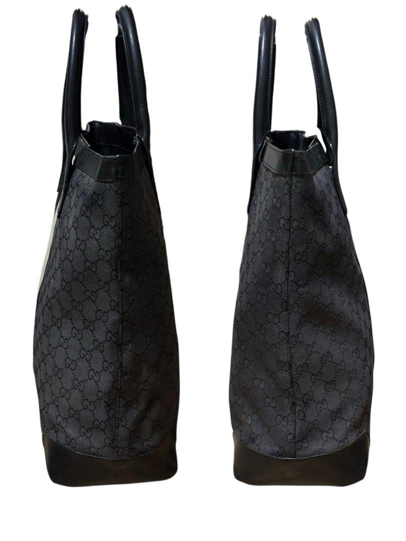 GUCCI グッチ トートバッグ GGキャンバス シェリーライン　ブラック