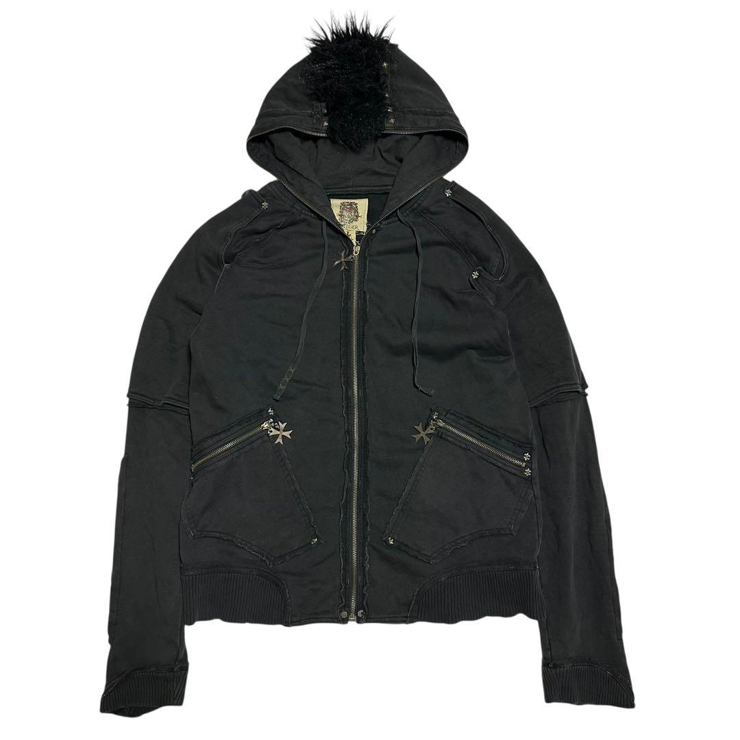 skull cross studs docking fur hoodie 00s skull cross studs docking fur hoodie 00s