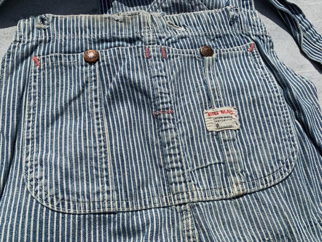60S ヴィンテージ　ヒッコリー　オーバーオール　BIGMAC 味あるボロリペア