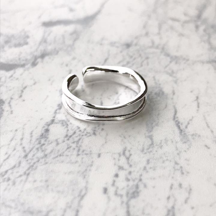 シルバーリング925 細面 印台 オープンリングB - アクセサリー