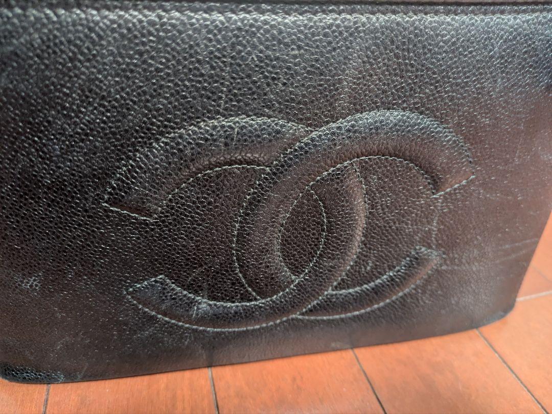 CHANEL ブラック レザーハンドバッグ