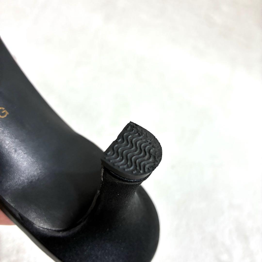 未使用級極美品 Diana ダイアナ ビジュー付き ブラック サンダル