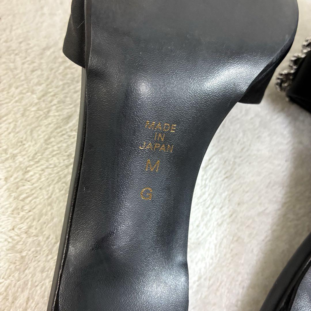 未使用級極美品 Diana ダイアナ ビジュー付き ブラック サンダル