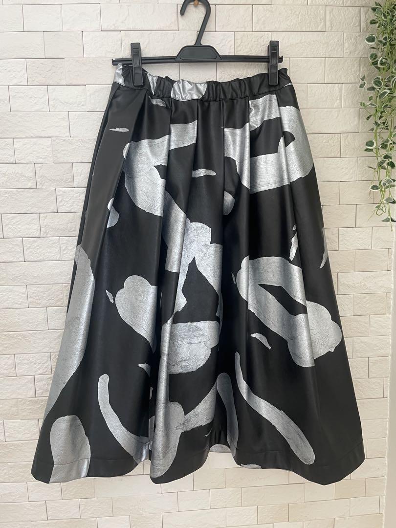 COMME des GARCONS 24AW フェイクレザー 吊りスカート S COMME des GARCONS コムデギャルソン 吊りスカート シルバー