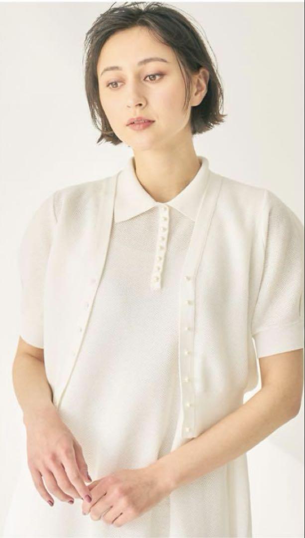 ✨希少✨ANAYI 和紙 タック かのこ Vネック カーディガン ホワイト 38 ✨希少✨ANAYI 和紙 タック かのこ Vネック カーディガン
