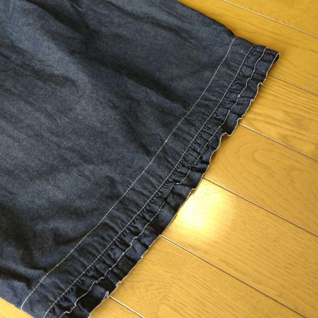 ピンクハウス  デニム ガウチョパンツ  リボン ピコフリル ロゴ フリー