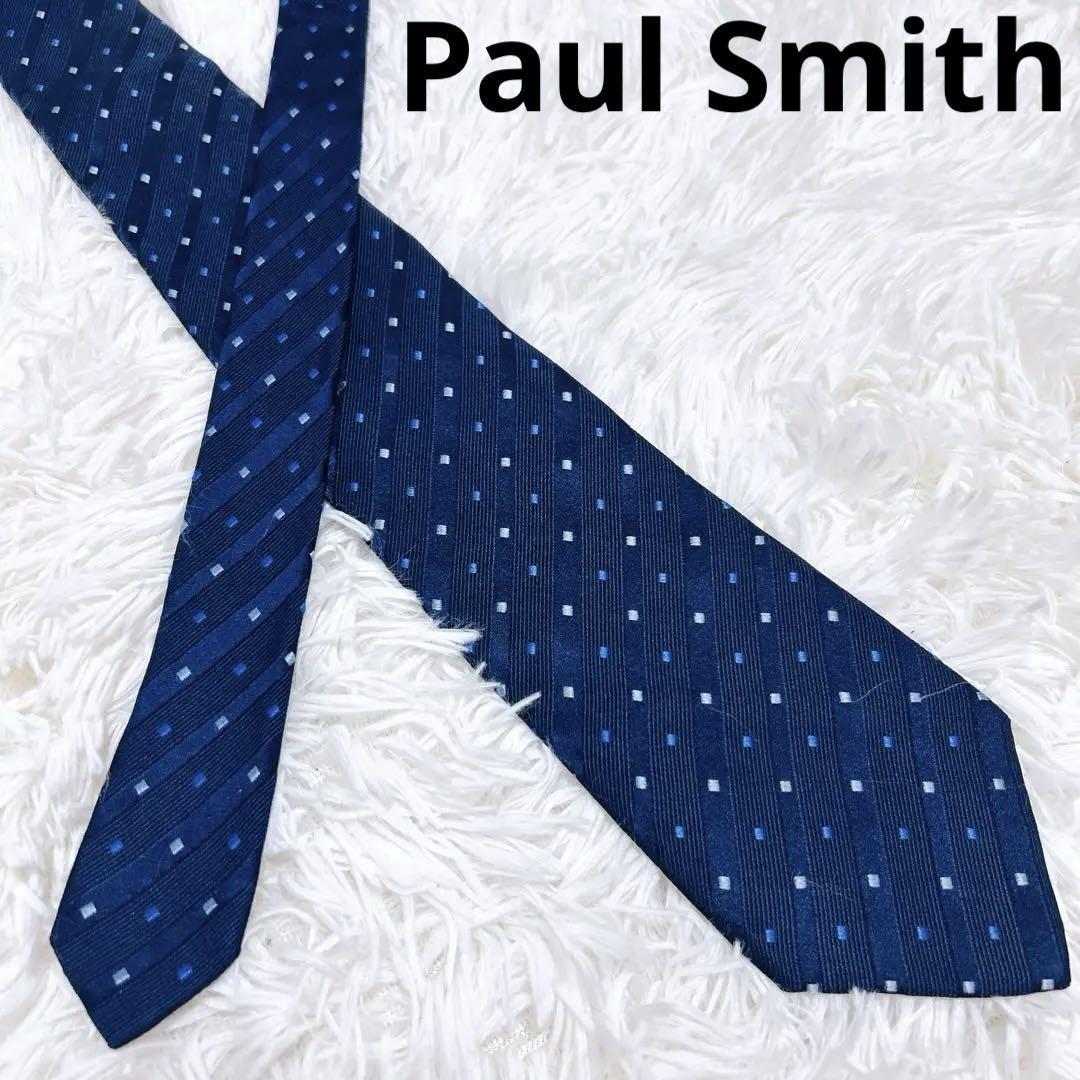 Paul Smith ポールスミス ネクタイ ドット風 総柄 ネイビー 裏花
