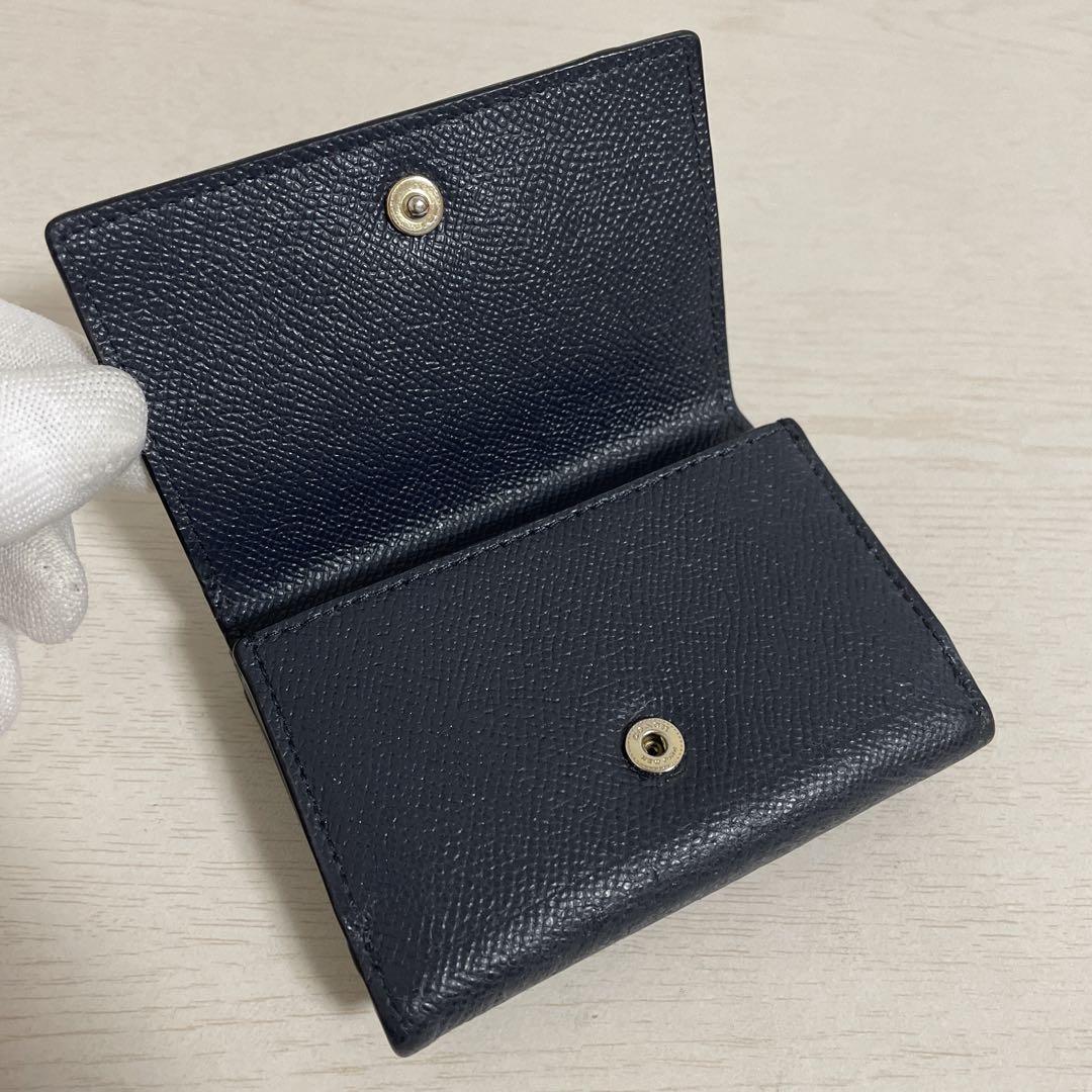 coach コーチ 三つ折り財布 ネイビー レザー ミニ財布