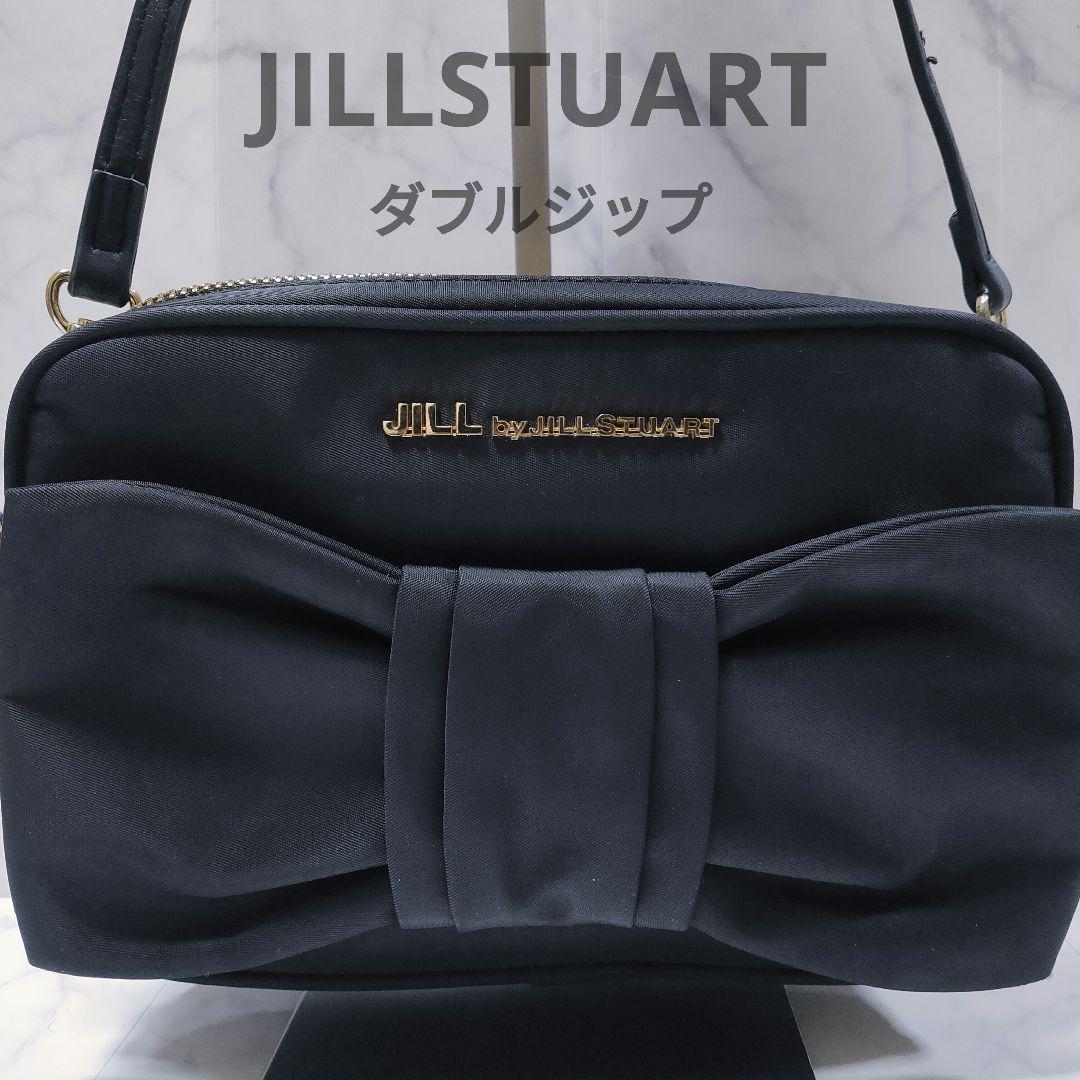 美品 JILLSTUART ショルダーバッグ ダブルジップ ゴールド金具 リボン