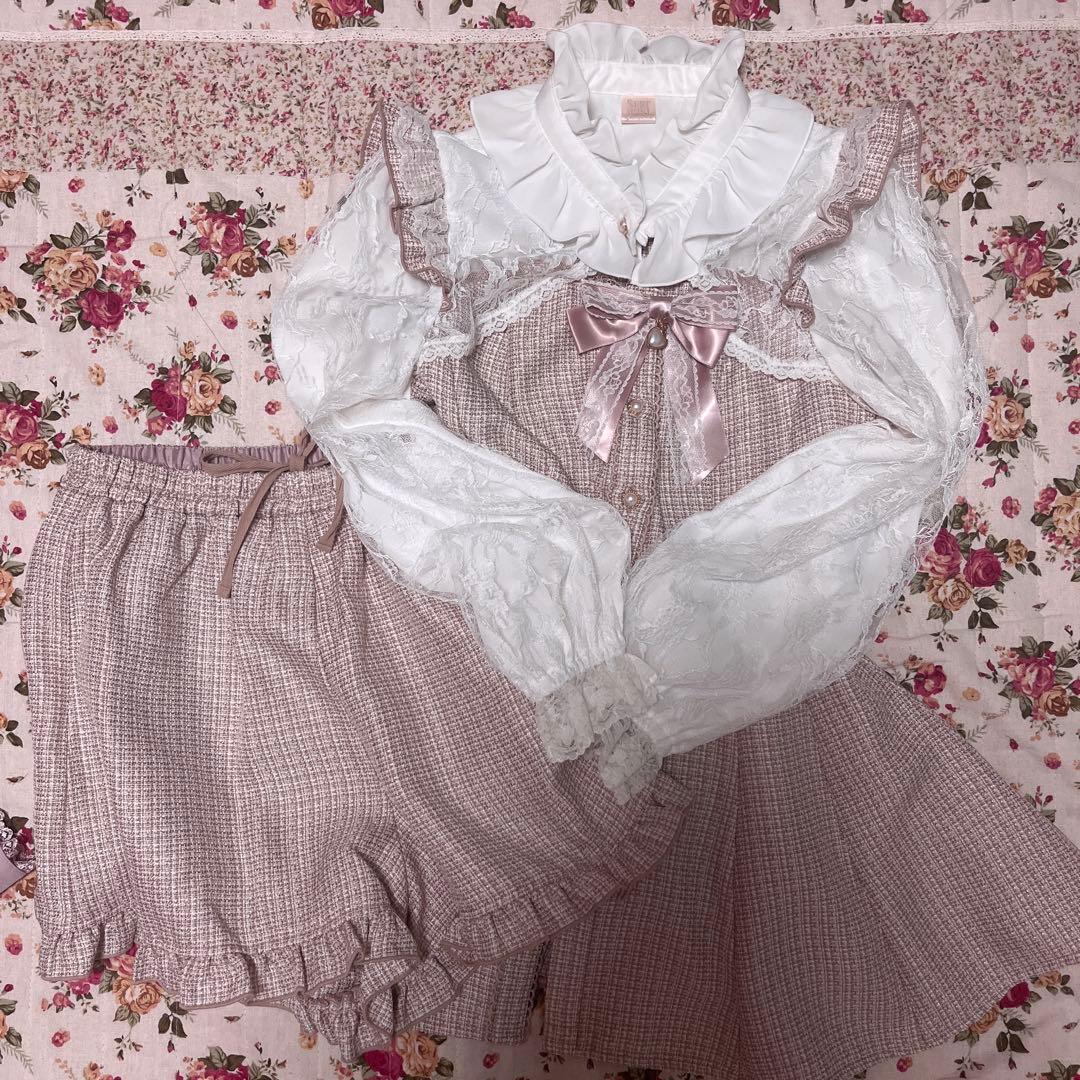 Secret Honey シークレットハニー 袖レースボレロ風 半袖セットアップ