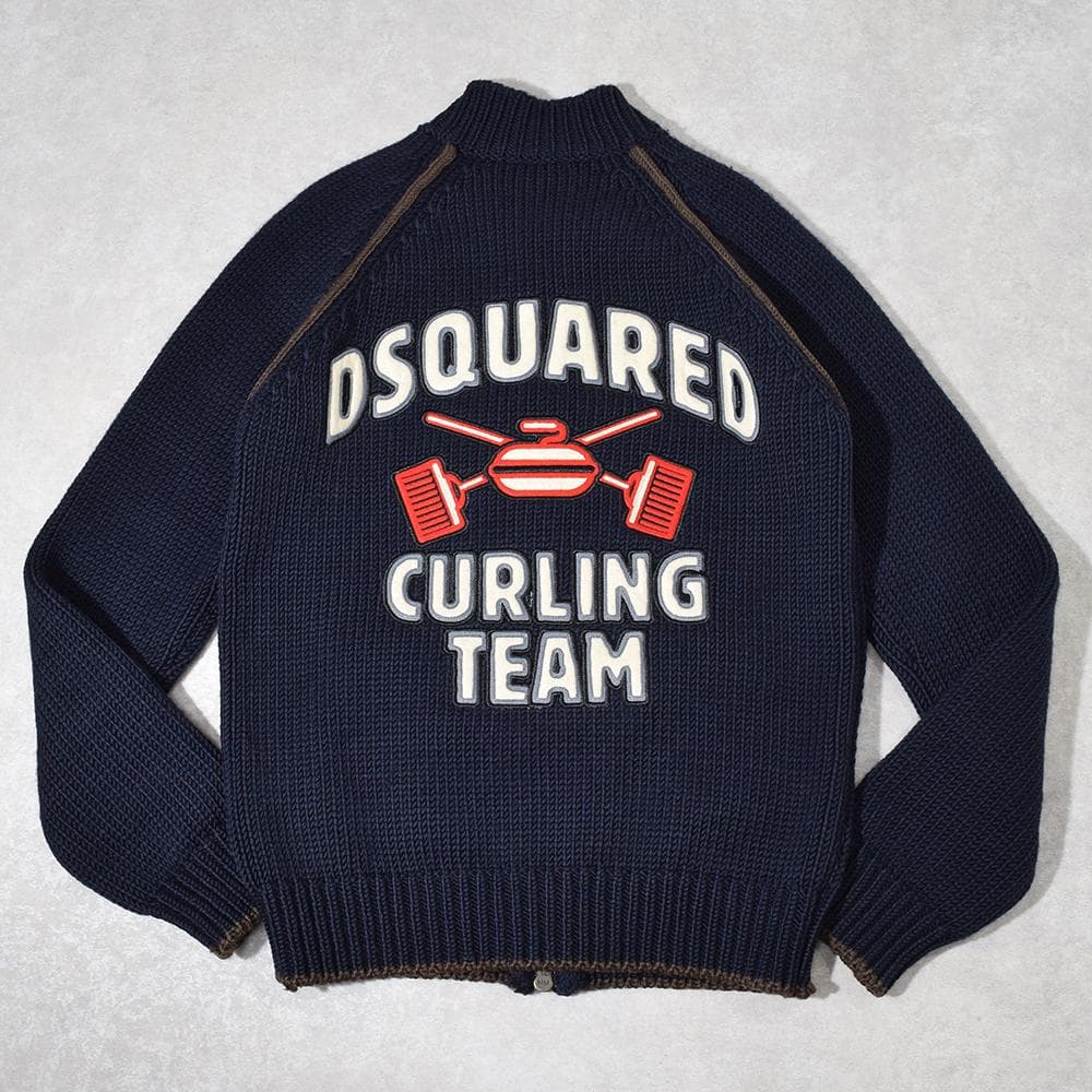 09AW DSQUARED2 CURLING TEAM ニットブルゾン カウチンL DSQUARED2